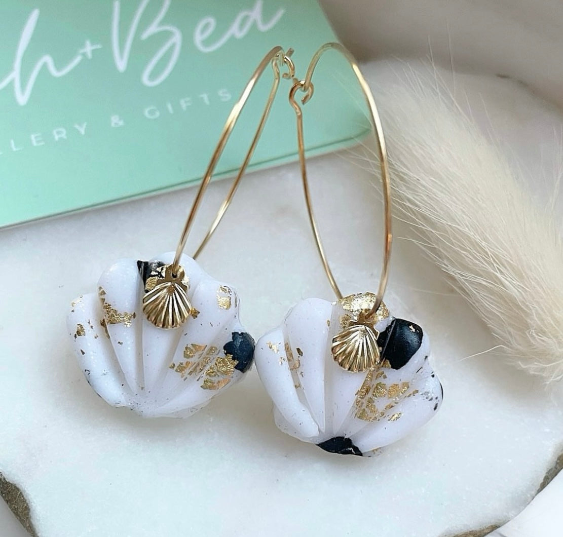 Golden Hour Shell Hoop Earrings