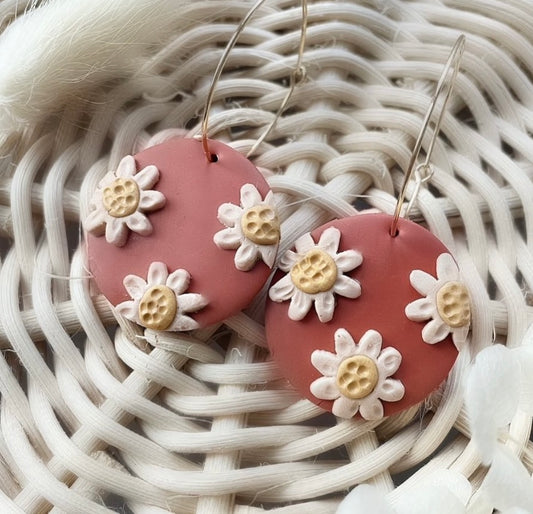 70s Inspired Flower Statement Earrings